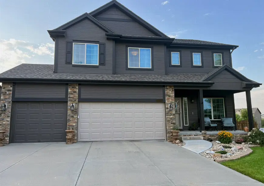 Exterior repaint on two-story home in West Omaha